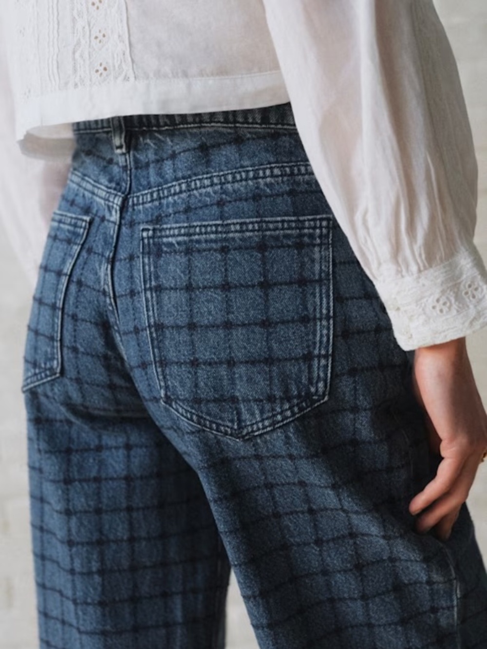 Sezane Le 90's Trousers - Sézane X Sea Ny Denim With Navy Embroidery - Size 6 - Picture 3 of 6